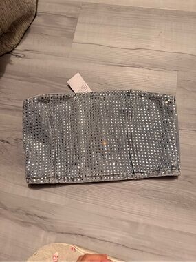 Nasty Gal Light Wash Denim gemstone top